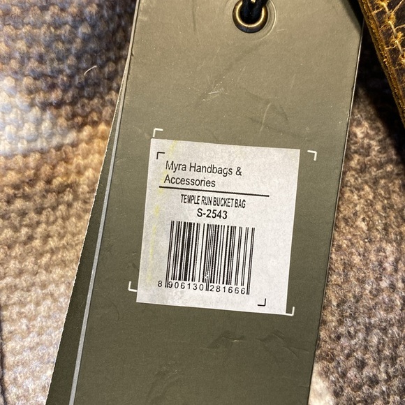 NWT Myra Bag Leather and Patterned Fabric Bucket Bag. - Picture 13 of 13